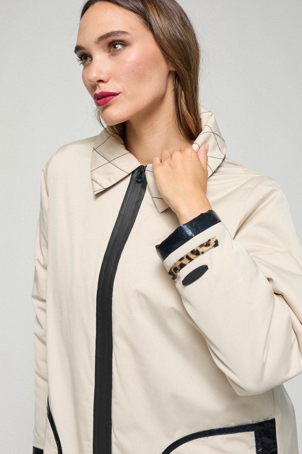 Gabardina Bicolor Nora Beige