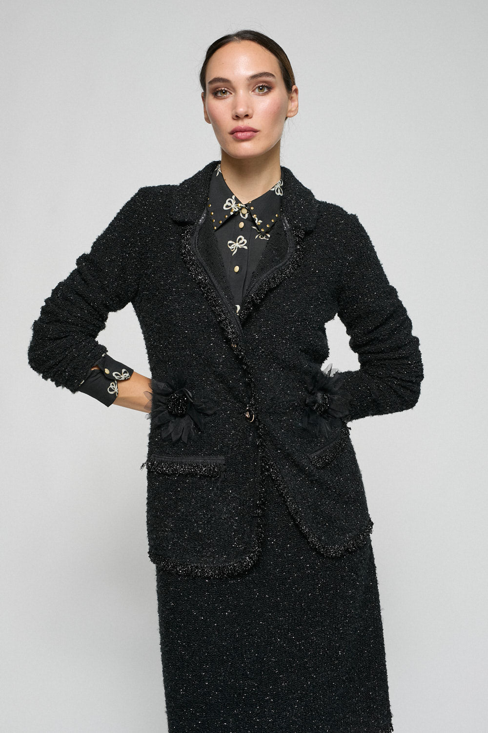 Chaqueta Flecos Nina Negro