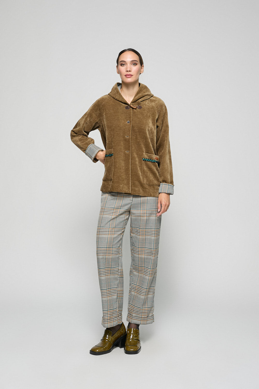 Pantalon Cuadros Adela Camel