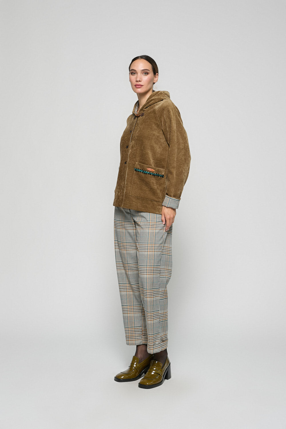 Pantalon Cuadros Adela Camel