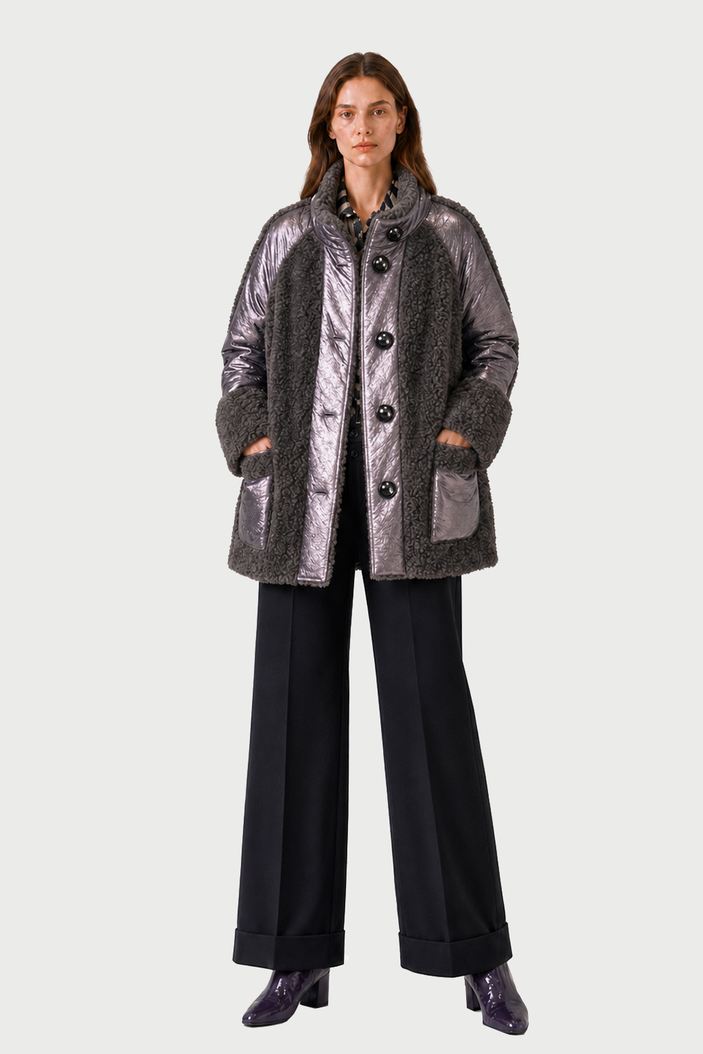 Chaquetón Charol Fabiola Gris