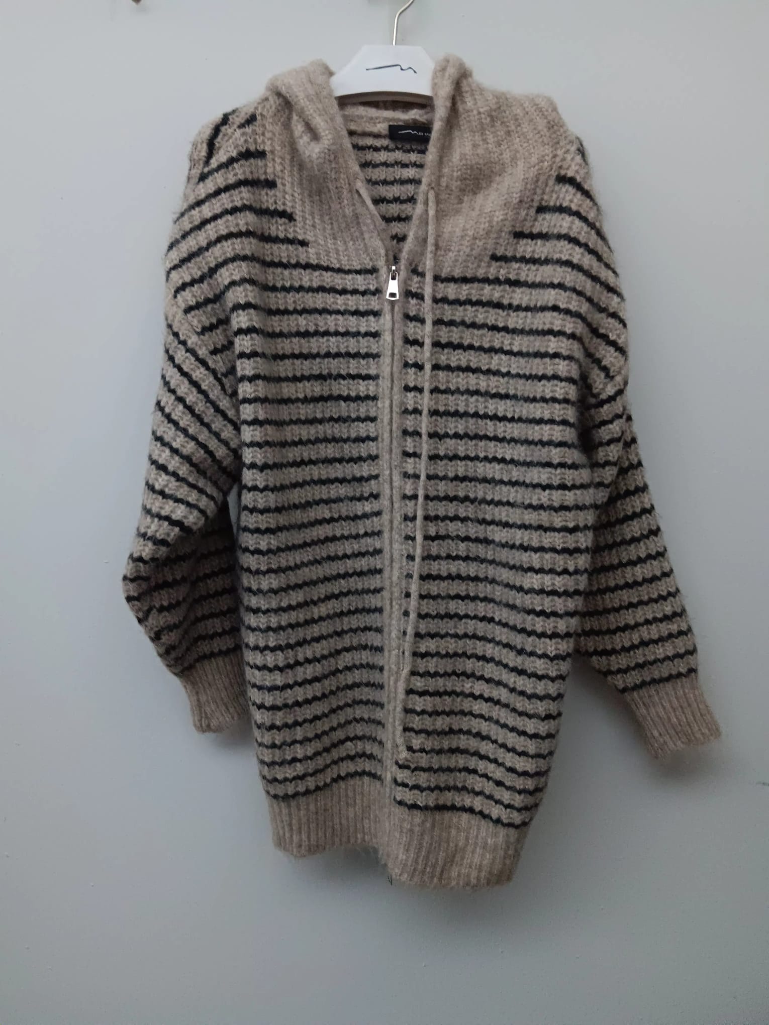 Chaqueta Punto Capucha Beige