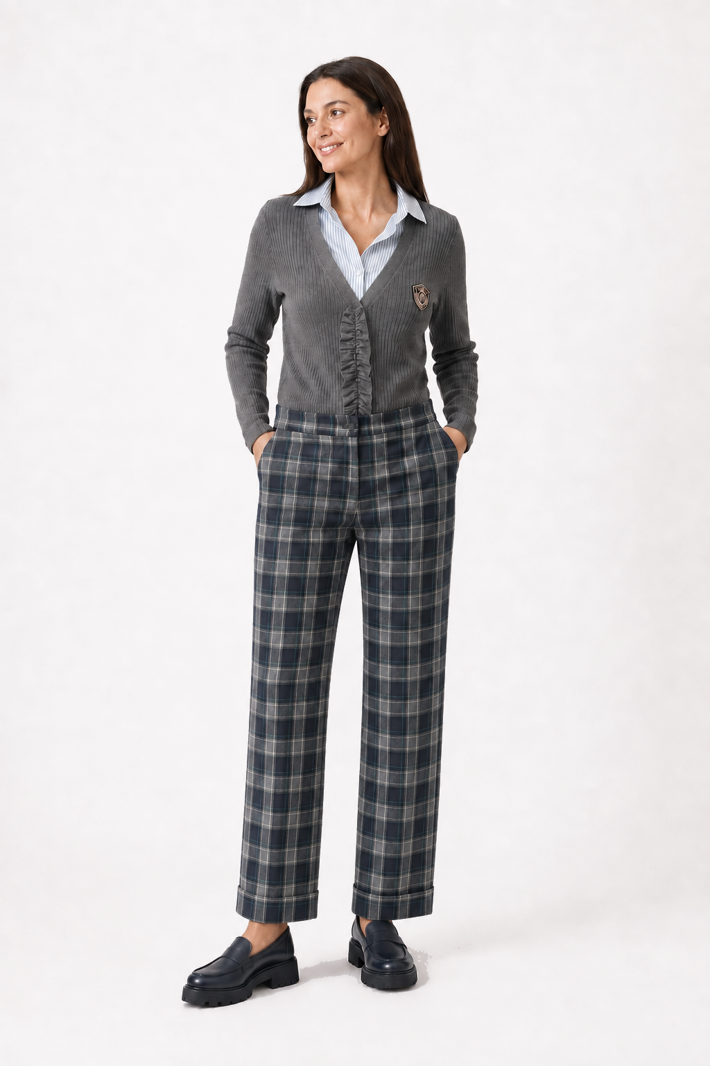 Pantalón Cuadros Medusa Azul