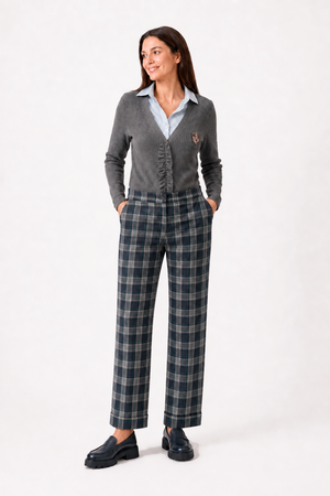 Pantalón Cuadros Medusa Azul