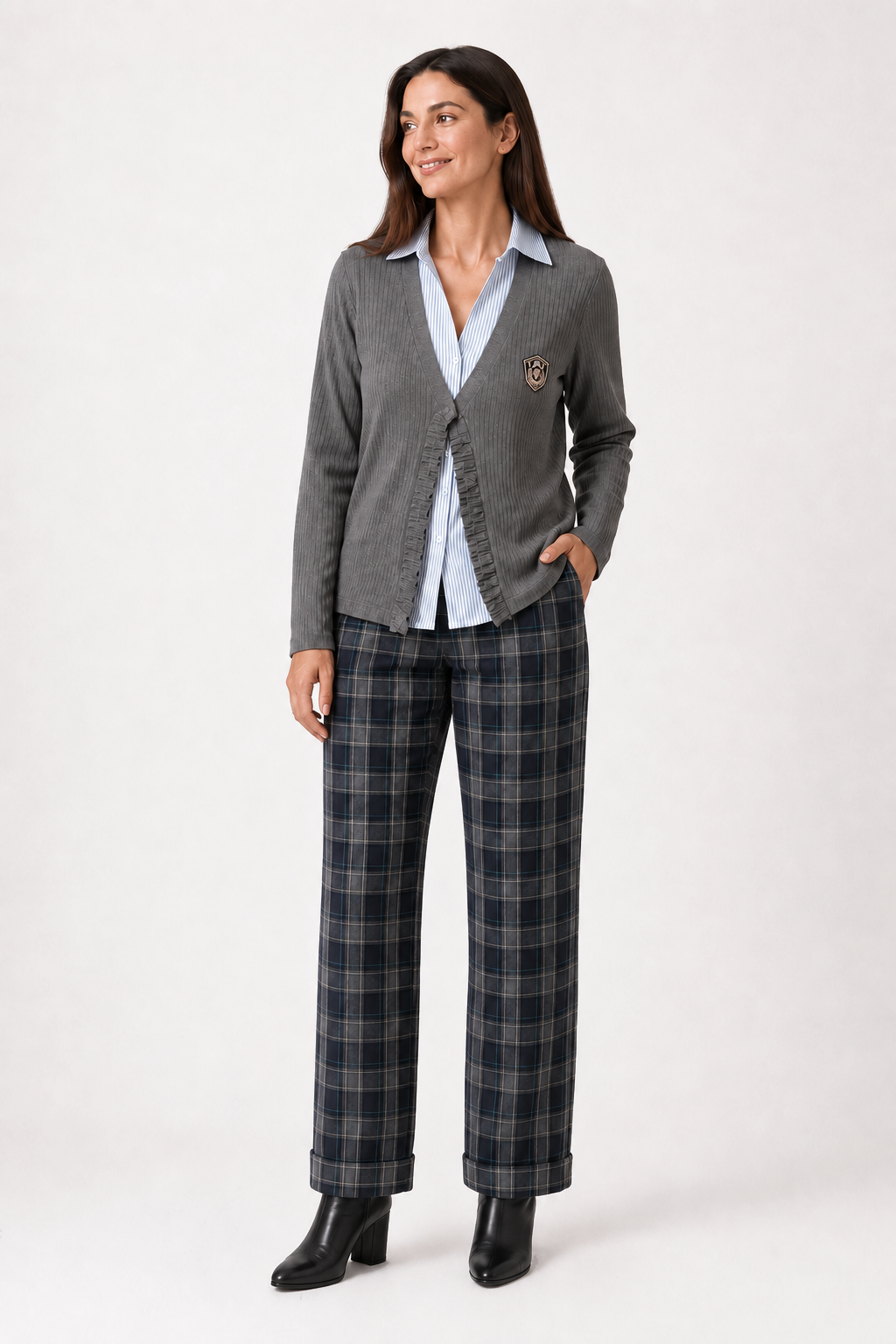Pantalón Cuadros Medusa Azul