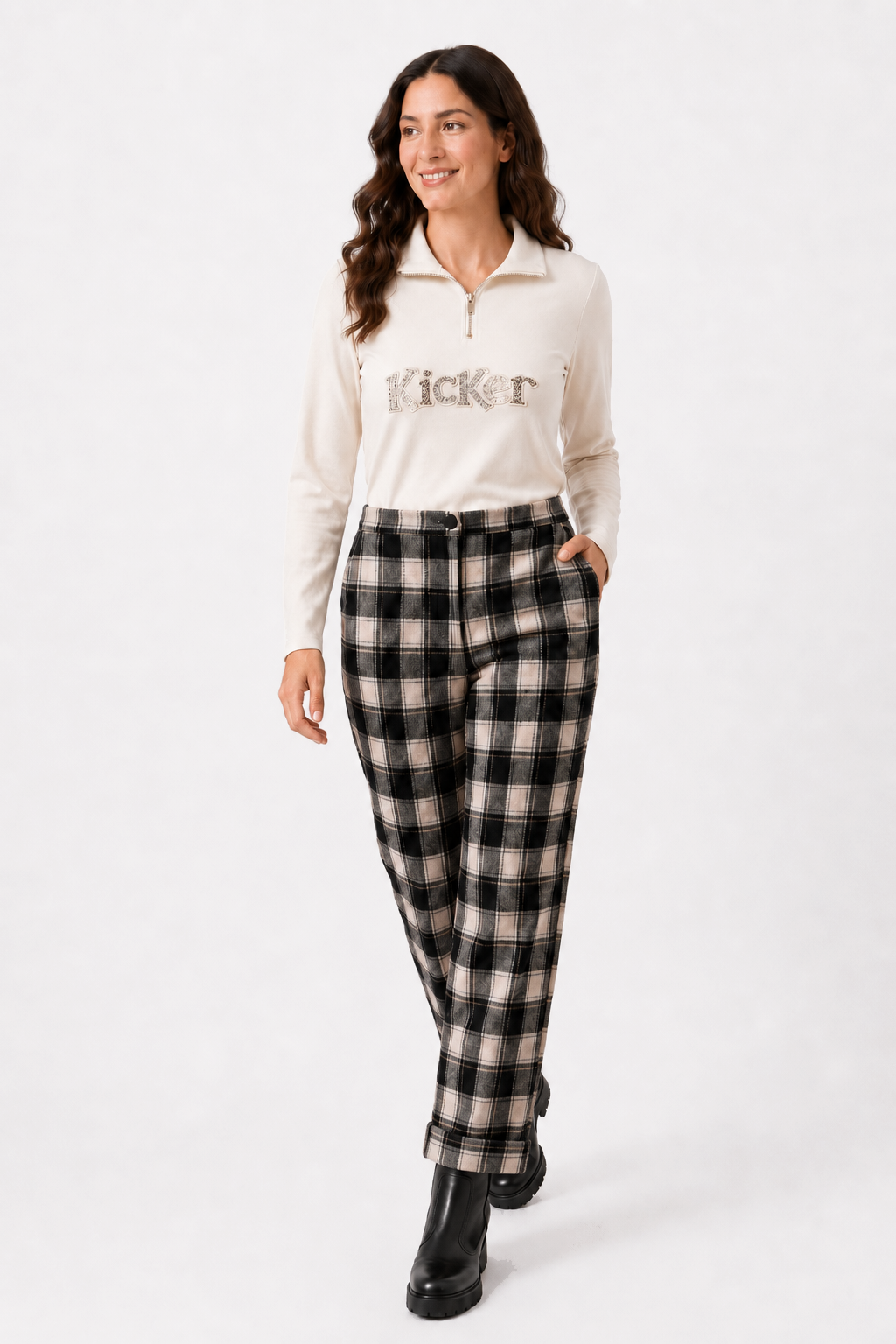 Pantalón Cuadros Medusa Topo