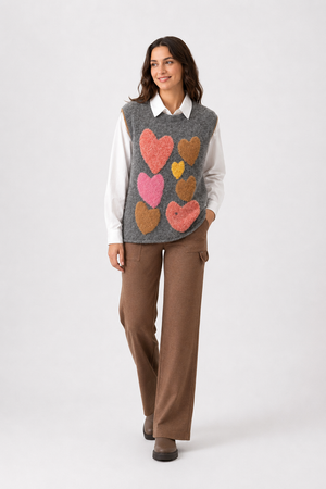 Chaleco Corazones Gris