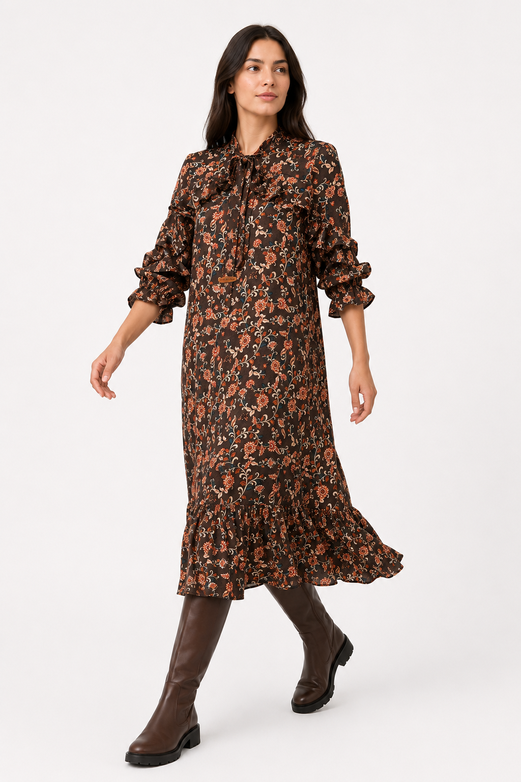 Vestido Lazo Fedra Kaki